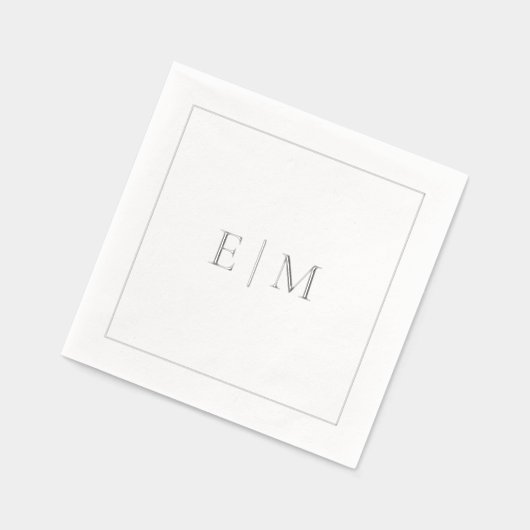 Eenvoudige Elegante Monogram Minimalistische Trouw Folie Servetten (Links)