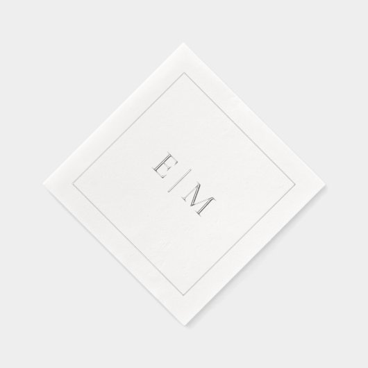 Eenvoudige Elegante Monogram Minimalistische Trouw Folie Servetten (Rechts)