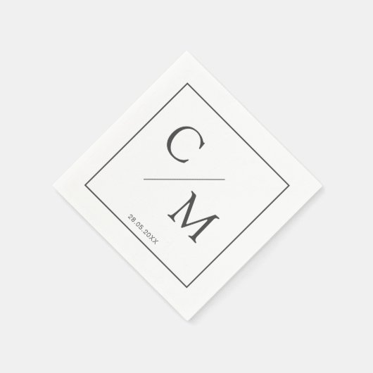 Eenvoudige elegante monogram servet (Hoek)