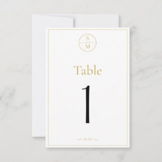 Eenvoudige Elegante Monogram Tafel Nummers voor Hu RSVP Kaartje