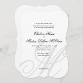 Eenvoudige Elegante Monogram witte bruiloft uitnod Kaart (Voorkant / Achterkant)