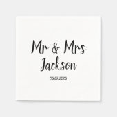 Eenvoudige elegante Mr en Mrs Black Script Wedding Servet (Voorkant)
