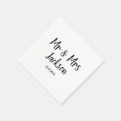 Eenvoudige elegante Mr en Mrs Black Script Wedding Servet (Hoek)