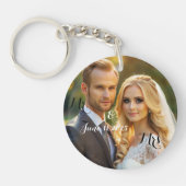 Eenvoudige Elegante Mr. en Mrs. Foto Sleutelhanger (Voorkant)