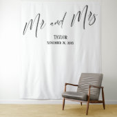 Eenvoudige Elegante Mr en Mrs Fotobackdrop Wandkleed (In situ)