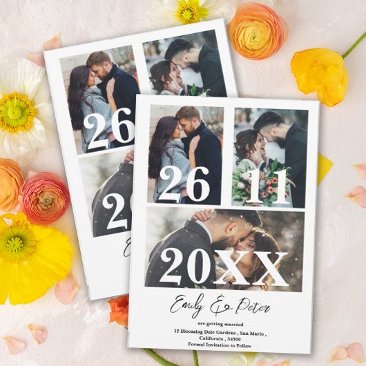 Eenvoudige Elegante Multi Photo Wedding Sla de dat Save The Date