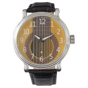 Eenvoudige elegante muzikale gitaar   MANNEN Horloge