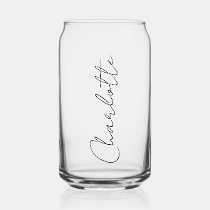 Eenvoudige elegante naam in handgeschreven stijlsc blikvorm glas
