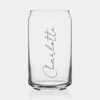 Eenvoudige elegante naam in handgeschreven stijlsc blikvorm glas