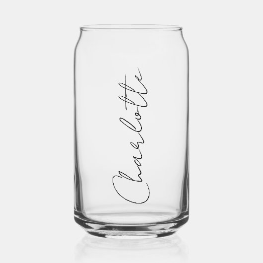 Eenvoudige elegante naam in handgeschreven stijlsc blikvorm glas (Voorkant)