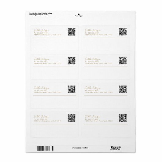 Eenvoudige elegante naam Modern Etiket (Full Sheet)