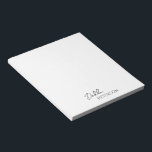 Eenvoudige elegante naam Modern Notitieblok<br><div class="desc">Moderne zwarte en witte notitieblok met een eenvoudig en minimaal ontwerp met jouw naam in een elegant script en een hedendaagse sans serif font. Deze zijn geweldig voor persoonlijk of professioneel gebruik en zijn geweldig voor een bedrijf om als promotiemiddel weg te geven.</div>