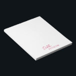 Eenvoudige elegante naam Modern Notitieblok<br><div class="desc">Moderne magenta / fuschia roze notitieblok met een eenvoudig en minimaal ontwerp met jouw naam in een elegant script en een hedendaagse sans serif font. Deze zijn geweldig voor persoonlijk of professioneel gebruik en zijn geweldig voor een bedrijf om als promotiemiddel weg te geven.</div>