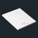 Eenvoudige elegante naam Modern Notitieblok<br><div class="desc">Moderne magenta / fuschia roze notitieblok met een eenvoudig en minimaal ontwerp met jouw naam in een elegant script en een hedendaagse sans serif font. Deze zijn geweldig voor persoonlijk of professioneel gebruik en zijn geweldig voor een bedrijf om als promotiemiddel weg te geven.</div>