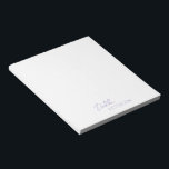 Eenvoudige elegante naam Modern Notitieblok<br><div class="desc">Modern paars / lavender notitieblok met een eenvoudig en minimaal design dat is afgestemd op jouw naam in een elegant script en een hedendaagse sans serif font. Deze zijn geweldig voor persoonlijk of professioneel gebruik en zijn geweldig voor een bedrijf om als promotiemiddel weg te geven.</div>