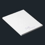 Eenvoudige elegante naam Modern Notitieblok<br><div class="desc">Modern paars / lavender notitieblok met een eenvoudig en minimaal design dat is afgestemd op jouw naam in een elegant script en een hedendaagse sans serif font. Deze zijn geweldig voor persoonlijk of professioneel gebruik en zijn geweldig voor een bedrijf om als promotiemiddel weg te geven.</div>