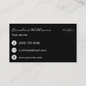 Eenvoudige elegante naam monogram zwart wit ovaal visitekaartje (Achterkant)