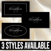 Eenvoudige elegante naam monogram zwart wit visitekaartje