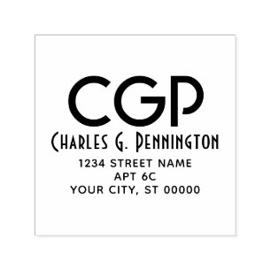 Eenvoudige Elegante Naam Retouradres LG Initialen  Zelfinktende Stempel