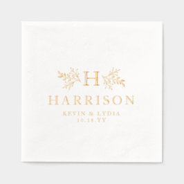 Eenvoudige elegante naam roestieke monogram bruilo folie servetten