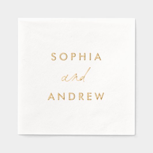 Eenvoudige elegante namen bruiloft folie servetten (Voorkant)