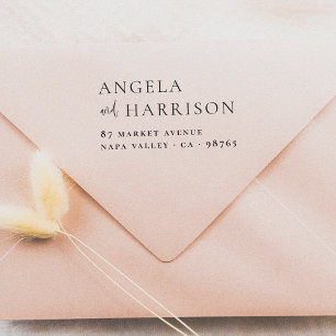 Eenvoudige & Elegante Namen Bruiloft Retouradres Rubberstempel