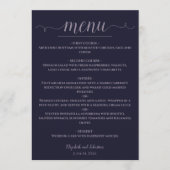 Eenvoudige Elegante Navy Blue & Dusty Paarse bruil Menu (Voorkant)