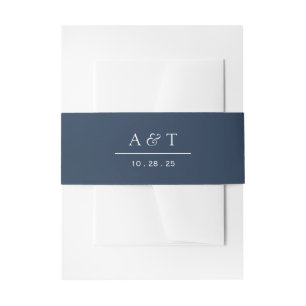 Eenvoudige Elegante Navy Blue Monogram Initialen b Uitnodigingen Wikkel