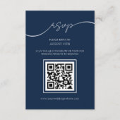 Eenvoudige Elegante Navy Blue QR Code Bruiloft RSV Informatiekaartje (Voorkant)