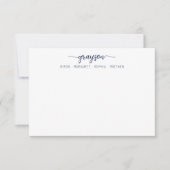 Eenvoudige elegante Navy Blue Script Family Statio Notitiekaartje (Voorkant)
