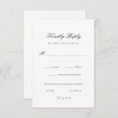 Eenvoudige Elegante Navy & witte bruiloft RSVP Kaa (Voorkant / Achterkant)