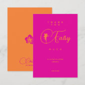 Eenvoudige Elegante Neon Roze Fee Bedankkaart (Voorkant / Achterkant)
