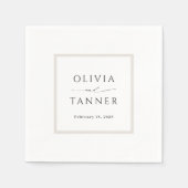 Eenvoudige Elegante Neutrale Beige en Witte Huweli Servet (Voorkant)