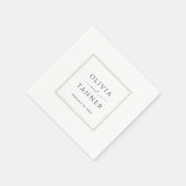 Eenvoudige Elegante Neutrale Beige en Witte Huweli Servet (Hoek)