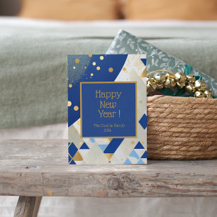 Eenvoudige elegante New Year Blue Glitter Kaart