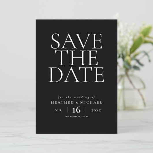Eenvoudige Elegante Niet-Foto Huwelijk Sla de Datu Save The Date (Staand voorkant)