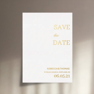 eenvoudige elegante niet-foto save the date folie uitnodiging