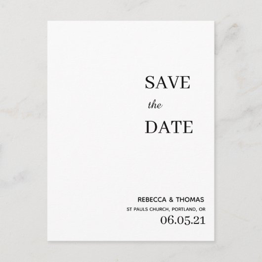 eenvoudige elegante niet-foto slaat de datum op briefkaart (Voorkant)