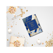 Eenvoudige elegante Nieuwjaars Blauwe Glitter Kaar Feestdagenkaart