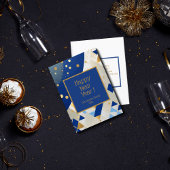 Eenvoudige elegante Nieuwjaars Blauwe Glitter Kaar Feestdagenkaart