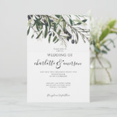 Eenvoudige elegante olijftak bruiloft kaart (Staand voorkant)