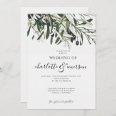 Eenvoudige elegante olijftak bruiloft kaart (Voorkant / Achterkant)