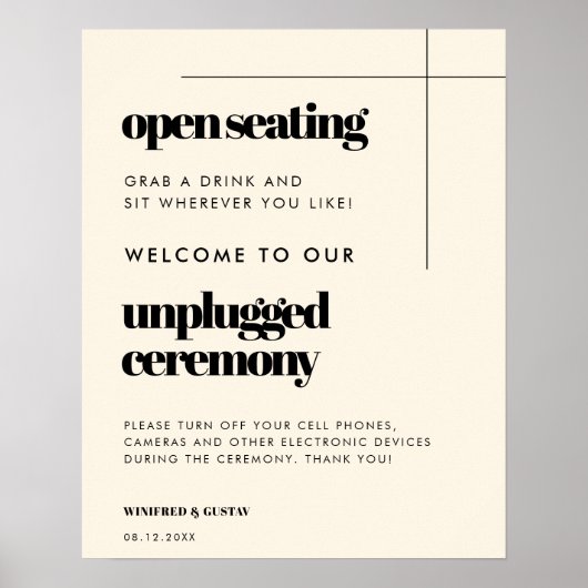 Eenvoudige elegante open zitting Unplugged ceremon Poster (Voorkant)