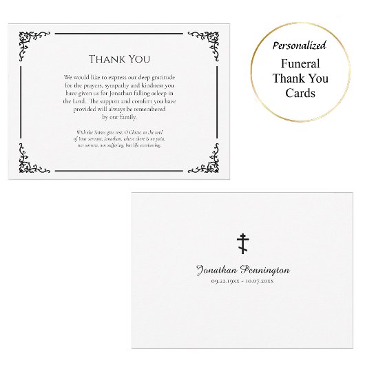 Eenvoudige, elegante orthodoxe Christelijke begraf Bedankkaart