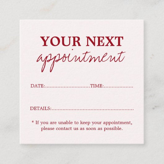 Eenvoudige elegante oude witte kersen rode schoonh afsprakenkaartje (Voorkant)