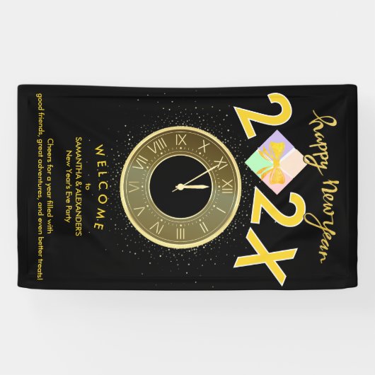 Eenvoudige elegante oudejaarsavond geschenkdoos Bo Spandoek (Horizontaal)