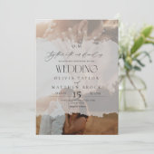 Eenvoudige elegante overlay foto bruiloft kaart (Staand voorkant)