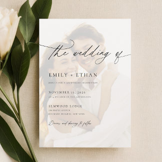 Eenvoudige elegante overlay foto bruiloft kaart