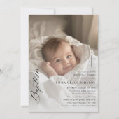 Eenvoudige elegante overlay foto doop jongen of me kaart (Voorkant)