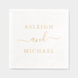 Eenvoudige elegante paar namen bruiloft folie servetten